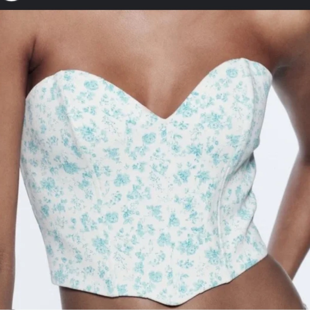 Zara White Cream Bustier Crop Top